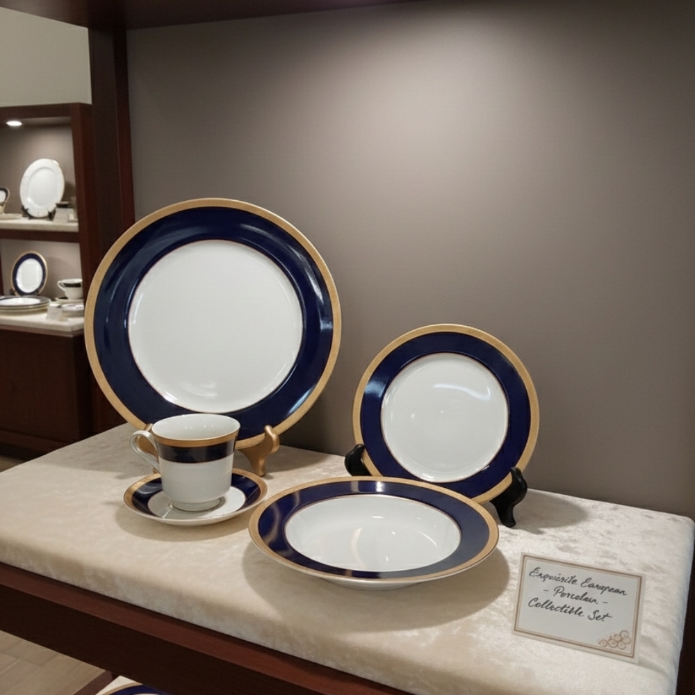 MIKASA L2821- LUXURY 5 PC PLACE SETTING BLUE IMPERIAL DINNEREWARE.